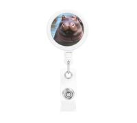Porte-badges rétractables en forme d'hippopotame - Enrouleurs de badge rétractables robustes avec clip de ceinture - Porte-badge amusant pour infirmière, enseignante, fournitures de bureau