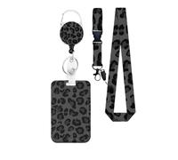 Porte-badges rétractables pour cartes, Large leopard print | avec cordon imprimé tendance et design de bobines