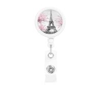 Porte-badges rétractables robustes - Enrouleurs de badge de travail - Motif Tour Eiffel de Paris - Pour infirmière, enseignante, bureau, cadeaux