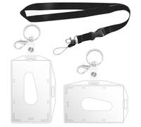 Porte Badges Transparent avec Cordon e Clips, Porte Carte Transparent pour Cartes de Proximité, Cartes de Crédit, Cartes d'Identité et Cartes, Porte Carte Bus