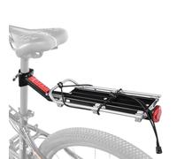 Porte-bagages à dégagement rapide réglable avec arrière rouge 48 cm | Support universel en alliage avec pince à dégagement rapide et lumière de sécurité intégrée. Idéal pour les déplacements