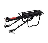 Porte-bagages arrière réglable à dégagement rapide pour vélo de montagne et de route Construction en alliage d'aluminium durable avec rails latéraux réflecteur rouge Cordon élastique Transport