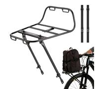 Porte-bagages avant - Porte-bagages et support en aluminium - Avec sangles pour porte-bagages latéral de vélo, pour vélo sur route à l'intérieur lors du stationnement sur et sur le mur