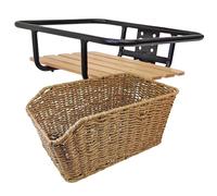 Porte-bagages avant pour vélo + panier de vélo XL Pro | Porte-bagages avant | Porte-bagages avant | Porte-bagages de vélo | Chargement avant | Red Loon | Aspect rotin jonc de mer | Panier de