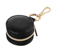 Porte-Bagages de Porte-clés - PU Leather 5x5x3cm Mini Organisateur de Bijoux | Boîte de Rangement en Anneau | Affaire des Anneaux avec Le Trousseau | Soupche de Fermeture à Fermeture éclair | Collier