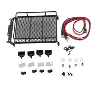 Porte-Bagages de Toit RC en métal avec lumières LED quadrate adapté pour Accessoire de Voiture sur chenilles SCX10 à l'échelle 1/10 comme indiqué sur l'image 156 x 110 x 40 mm (4 Blancs)