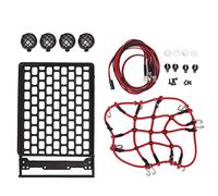 Porte-bagages de toit RC pour voitures RC 1/10, 1/12, 1/14, support de bagages léger hautement simulé avec lumières LED, porte-bagages de toit RC durable pour un rangement amélioré (Lampe ronde)