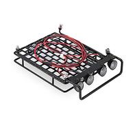 Porte-Bagages de Voiture RC, Porte-Bagages de galerie de Toit de Grande Taille avec 4 lumières LED Rondes pour Voiture de Chenille à télécommande axiale SCX10 1/10(4 Blanc)