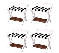 Porte-Bagages Pliable 4 pièces - Support de Valise Professionnel à 2 Niveaux avec étagère à Chaussures, Support de Rangement en Bois, étagère de Suspension Domestique (co