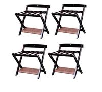 Porte-Bagages Pliable 4 pièces - Support de Valise Professionnel à 2 Niveaux avec étagère à Chaussures, Support de Rangement en Bois, étagère de Suspension Domestique (co