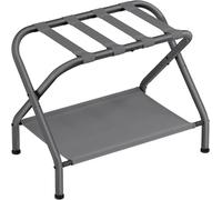Porte-Bagages Porte-Bagages, Support de Valise avec étagère de Rangement en Tissu, for Chambre d'amis, Chambre à Coucher, hôtel, Pliable, 27,2x15x20,5 Pouces Porte-Bagages Pliant(Slate Gray)