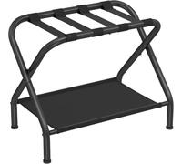 Porte-Bagages Porte-Bagages, Support de Valise avec étagère de Rangement en Tissu, for Chambre d'amis, Chambre à Coucher, hôtel, Pliable, 27,2x15x20,5 Pouces Porte-Bagages Pliant(Black)