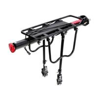 Porte-Bagages Vélo Aluminium Léger avec Plateau Plat et Rails Latéraux pour Sacoches Support Arrière Robuste avec Réflecteur Rouge Adapté aux Déplacements Quotidiens et