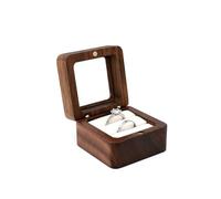 Porte Bague Vintage Boîte à bijoux en bois, boîte d'exposition de bagues d'amoureux, support rangement mariage for Couples, amour d'anniversaire(White-Double)
