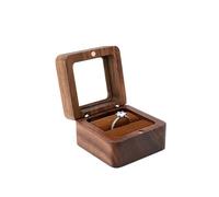 Porte Bague Vintage Boîte à bijoux en bois, boîte d'exposition de bagues d'amoureux, support rangement mariage for Couples, amour d'anniversaire(Brown-Single)