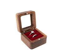 Porte Bague Vintage Boîte à bijoux en bois, boîte d'exposition de bagues d'amoureux, support rangement mariage for Couples, amour d'anniversaire(Red-Double)
