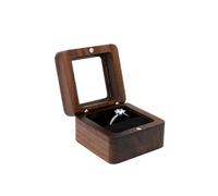 Porte Bague Vintage Boîte à bijoux en bois, boîte d'exposition de bagues d'amoureux, support rangement mariage for Couples, amour d'anniversaire(Black-Single)