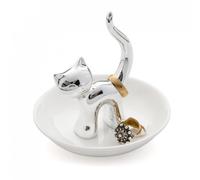 Porte-bagues - Gatto - Argenté - Céramique - 10x10x9,5 cm - Pour Femme