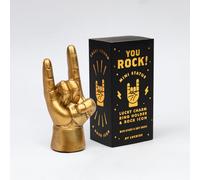 Porte-bagues You Rock Gold Salute - hauteur 4,5 cm, longueur 11,7 cm, largeur 5,8 cm. Fabrication de qualité de la marque Luckies. Lien du fabricant :