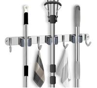 Porte Balai Mural, Accroche Balai En Acier Inoxydable, Support Cintre De Rangement Pour Cuisine, Buanderie, Support De Balai -Gris