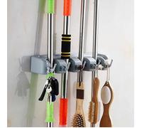 Porte Balai Mural Multifonctions - Support de Rangement - 5 Emplacements - 6 Crochets - Design Unique