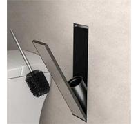 Porte-Balai WC Encastré, Support Mural Invisible en Acier Inoxydable, avec Fermeture Élastique, Gain De Place, for Rénovation De Salle De Bain Et Hôtels