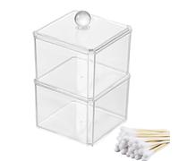 Porte-ballon en coton, distributeur de tampons en coton, support de balle en coton, porte-ballon en coton, boîte de rangement carrée pour coton-tiges - boîte d'organisateur empilable pour coton, coton