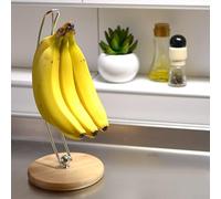 Porte-banane avec crochet, Support bananes avec pied rond - Support en bois pour garder les bananes fraîches - présentoir raisin tomates fruits, pour le stockage des fruits à la maison, cuisine, bar