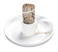 Porte-bâtons Palo Santo, Porte-encens en Céramique, Support De Sauge pour Brûler, Plateau Récupérateur De Cendres pour Salle De Yoga De Méditation, 12x12x4cm