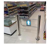 Porte battante automatique en acier inoxydable, entrée / sortie unidirectionnelle 80 x 100 cm, idéale pour les bibliothèques, magasins, centres commerciaux, import-export, support de poteau inclus