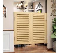 Porte battante de café en bois massif 80 x 90 cm design persienne Cloison d'entrée intérieure Arrêt automatique Idéal pour la cuisine et le café Décoration élégante Demi-tour de taille.