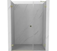 Porte battante de douche Mexen Lunar-B, or, 125 cm, verre transparent, ouvert...