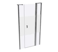 Porte battante design pure à 4 angles avec segment fixe et partie secondaire en niche, largeur:100cm hauteur:190cm, fixation gauche & droite, 8P7301092375, Cabines de douche: Profil couleur chrome bri