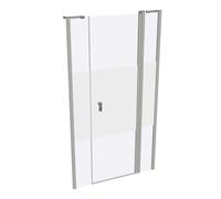 Porte battante design pure à 4 angles avec segment fixe et partie secondaire en niche, largeur:110cm hauteur:200cm, fixation gauche & droite, 8P7307087375, Cabines de douche: Profilé verre argent mat