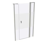 Porte battante design pure à 4 angles avec segment fixe et partie secondaire en niche, largeur:110cm hauteur:190cm, fixation gauche & droite, 8P7302087375, Cabines de douche: Profilé verre argent mat