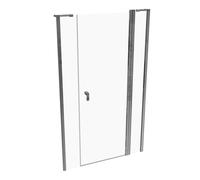 Porte battante design pure à 4 angles avec segment fixe et partie secondaire en niche, largeur:120cm hauteur:200cm, fixation gauche & droite, 8P7308092321, Cabines de douche: Profil couleur chrome bri