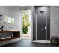 Porte battante design pure à 4 angles avec segment fixe et partie secondaire en niche, largeur:120cm hauteur:190cm, fixation gauche & droite, 8P7303123321, Cabines de douche: Couleur du profilé Verre