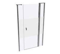 Porte battante design pure à 4 angles avec segment fixe et partie secondaire en niche, largeur:120cm hauteur:200cm, fixation gauche & droite, 8P7308092375, Cabines de douche: Profil couleur chrome bri