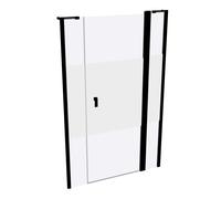 Porte battante design pure à 4 angles avec segment fixe et partie secondaire en niche, largeur:120cm hauteur:190cm, fixation gauche & droite, 8P7303123373, Cabines de douche: Profil couleur Noir Editi