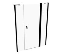 Porte battante design pure à 4 angles avec segment fixe et partie secondaire en niche, largeur:140cm hauteur:190cm, fixation gauche & droite, 8P7304123321, Cabines de douche: Couleur du profilé Verre 