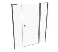 Porte battante design pure à 4 angles avec segment fixe et partie secondaire en niche, largeur:160cm hauteur:190cm, fixation gauche & droite, 8P7305092322, Cabines de douche: Profil couleur chrome bri