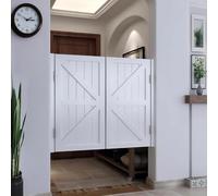 Porte Battante Double, Porte Saloon En Bois Avec Charnières, Porte Saloon De Séparation Portes De Grange Pour Escalier Salle De Bain Cuisine Chambre Balcon(Blanc,W:132 x H:90cm)