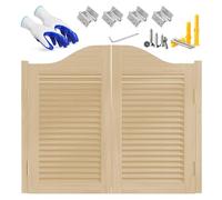 Porte Battante Double,Porte Saloon en Bois de Pin avec Charnières,Portes de Salon de Café,Séparation à persiennes,pour Escalier Salle De Bain Cuisine Chambre Balcon(Bois,W85xH90cm)