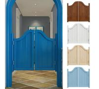 Porte Battante Double, Porte Saloon en Bois de Pin Massif avec Charnières, Porte Battante de Séparation à Fermeture Automatique pour Cuisine, Bar, Café, Couloir, Entrée(Light Blue,W140 x H80cm)