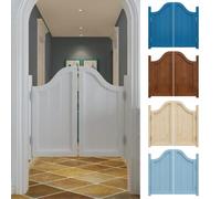 Porte Battante Double, Porte Saloon en Bois de Pin Massif avec Charnières, Porte Battante de Séparation à Fermeture Automatique pour Cuisine, Bar, Café, Couloir, Entrée(White,W94 x H100cm)