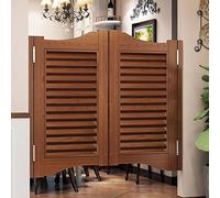 Porte battante en bois à fermeture automatique pour salon, 95 cm, marron, idéale pour la cuisine, le bar, les entrées de pub, comprend des charnières, séparation intérieure parfaite pour l'intimité.