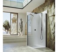 Porte battante Hahn SolvaPro à cadre partiel, 4 coins, fixation à droite, largeur : 900mm, 7T020255H315, Cabines de douche: Couleur du profilé laiton Verre ESG Sand Plus