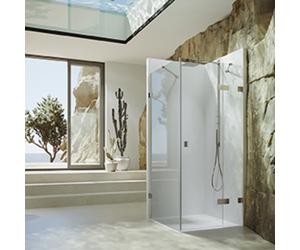 Porte battante Hahn SolvaPro sans cadre, segment fixe et paroi latérale, fixation à droite, largeur porte 1201-1500mm, hauteur 2001-2200mm, largeur paroi latérale 1201-1800mm, sur mesure, 7R108755H315