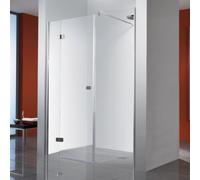 Porte battante HSK Premium Softcube en niche, en 3 parties, dimensions : 140 x 200 cm, butée gauche, 68034140-L-41-50edelglas, Cabines de douche: Aspect chromé : ESG clair avec verre précieux