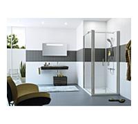 Porte battante Hüppe Classics 2 à 4 côtés C23805087321 90 x 200 cm, argent mat, vernis transparent ESG, pour mur latéral